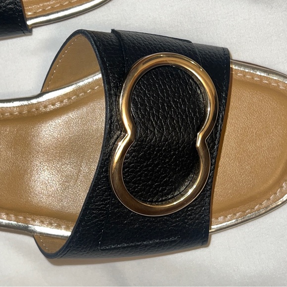 Coach Vince Black Leather Slide Sandals with Gold Accent NWOT - Picture 5 of 5